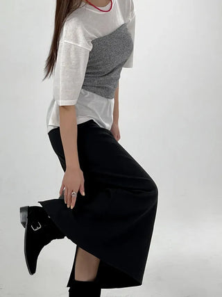 Hor One-Pocket Slit Long Skirt