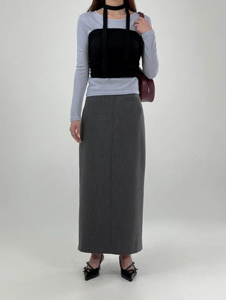 Hor One-Pocket Slit Long Skirt