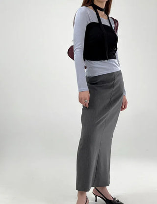 Hor One-Pocket Slit Long Skirt