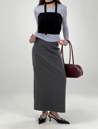 Hor One-Pocket Slit Long Skirt