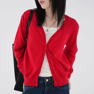 Emerine V-neck Simple Cardigan