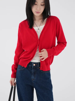 Emerine V-neck Simple Cardigan