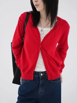 Emerine V-neck Simple Cardigan
