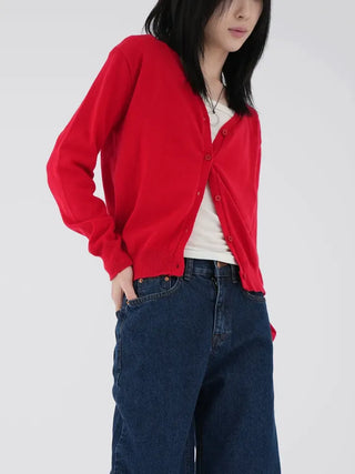 Emerine V-neck Simple Cardigan