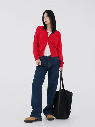 Emerine V-neck Simple Cardigan