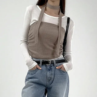 Tani Shirred Layered Top
