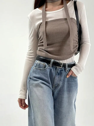 Tani Shirred Layered Top