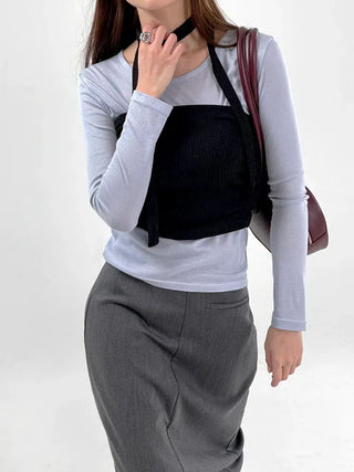Tani Shirred Layered Top
