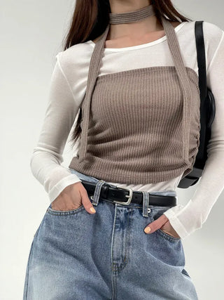 Tani Shirred Layered Top