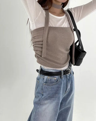 Tani Shirred Layered Top