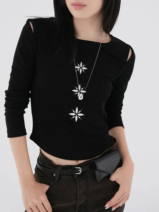Sharon Slit Ribbed T-shirt