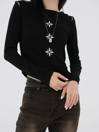 Sharon Slit Ribbed T-shirt