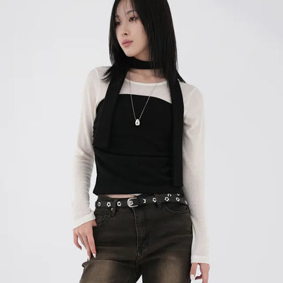 Dumi Shirred Scarf Top