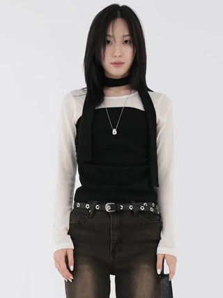 Dumi Shirred Scarf Top