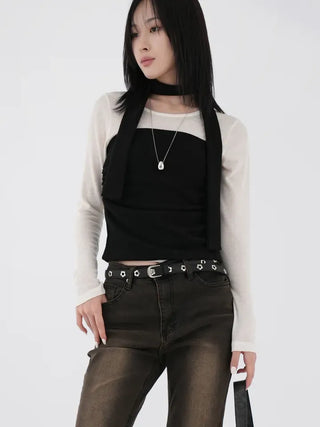 Dumi Shirred Scarf Top