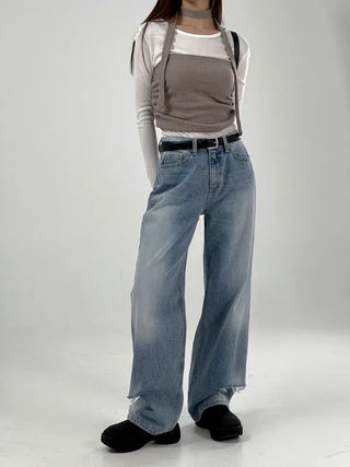 Coove Washed Slit Denim Pants