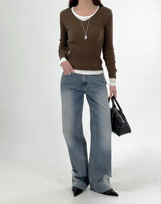 Coove Washed Slit Denim Pants