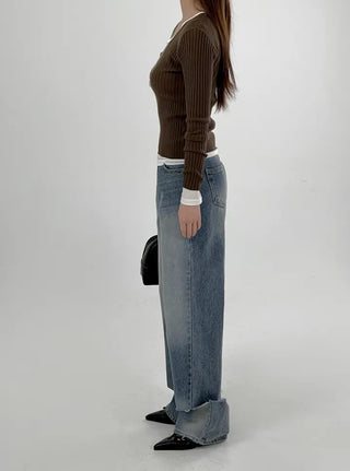 Coove Washed Slit Denim Pants