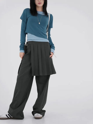 No-ring cut wide slacks