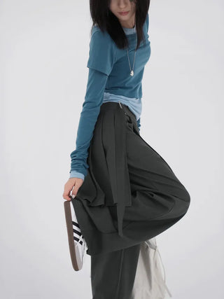 No-ring cut wide slacks