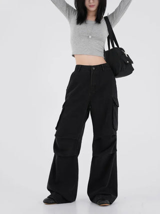 Small U-neck cropped long-sleeve T-shirt