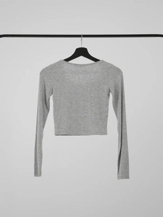 Small U-neck cropped long-sleeve T-shirt