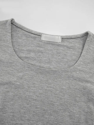 Small U-neck cropped long-sleeve T-shirt
