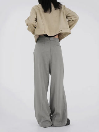 Plan collarless suede jacket