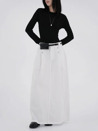 Isola Silver Snap Pintuck Long Skirt