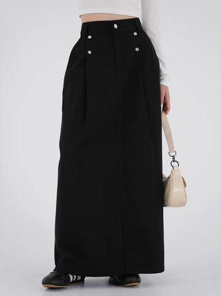 Isola Silver Snap Pintuck Long Skirt