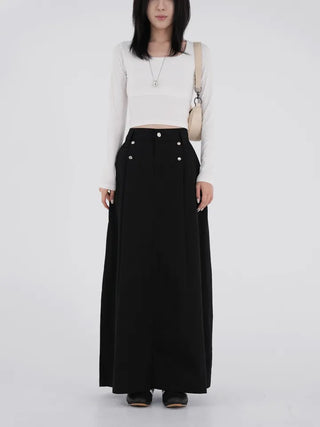 Isola Silver Snap Pintuck Long Skirt