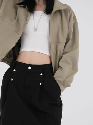 Isola Silver Snap Pintuck Long Skirt