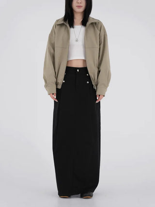 Isola Silver Snap Pintuck Long Skirt