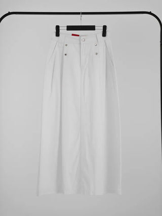 Isola Silver Snap Pintuck Long Skirt