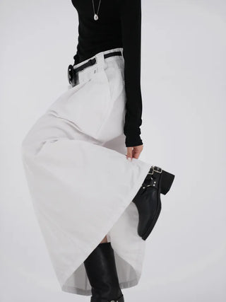 Isola Silver Snap Pintuck Long Skirt
