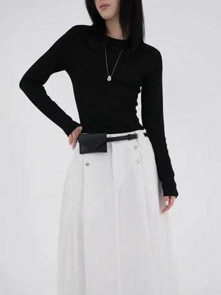 Isola Silver Snap Pintuck Long Skirt