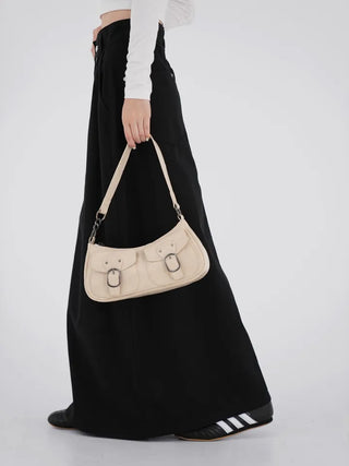 La Bella Buckle Cracked Hobo Shoulder Bag