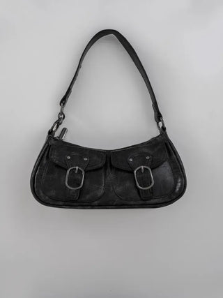 La Bella Buckle Cracked Hobo Shoulder Bag