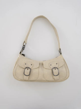 La Bella Buckle Cracked Hobo Shoulder Bag