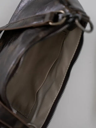 La Bella Buckle Cracked Hobo Shoulder Bag