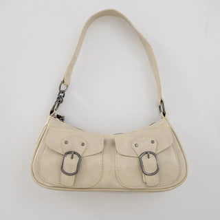 La Bella Buckle Cracked Hobo Shoulder Bag
