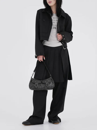La Bella Buckle Cracked Hobo Shoulder Bag