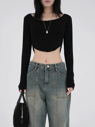 Bella Asymmetrical Rounded Crop T-shirt