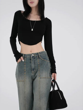 Bella Asymmetrical Rounded Crop T-shirt