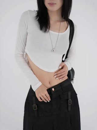Bella Asymmetrical Rounded Crop T-shirt