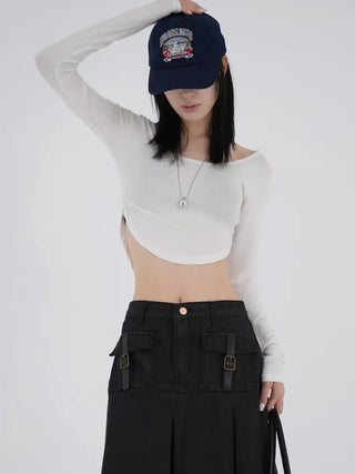 Bella Asymmetrical Rounded Crop T-shirt