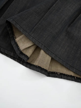 Marenda Denim Pocket Pleated Midi Skirt