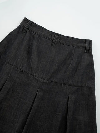 Marenda Denim Pocket Pleated Midi Skirt