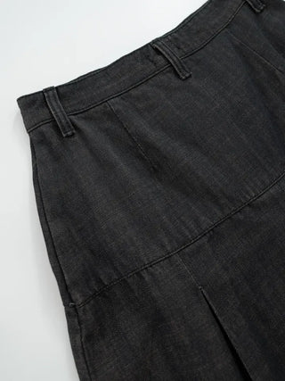 Marenda Denim Pocket Pleated Midi Skirt