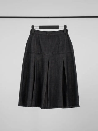 Marenda Denim Pocket Pleated Midi Skirt